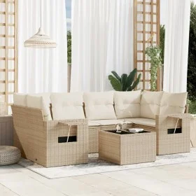 Set sofás de jardín 7 piezas y cojines ratán sintético beige by , Garden sets - Ref: Foro24-3252255, Price: 533,53 €, Discoun...