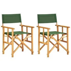 Director chairs 2 pcs solid green teak wood by vidaXL, Garden chairs - Ref: Foro24-45949, Price: 112,18 €, Discount: %