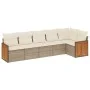 Juego de sofás jardín con cojines 6 pzas ratán sintético beige by , Garden sets - Ref: Foro24-3260070, Price: 448,75 €, Disco...