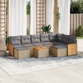 Gartensofa-Set mit 10-teiligen beigen Kissen aus synthetischem Rattan. von , Gartensets - Ref: Foro24-3260631, Preis: 613,94 ...