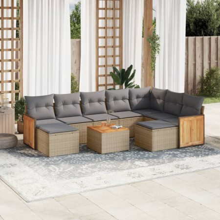 Juego de sofás jardín con cojines beige 10 pzas ratán sintético by , Garden sets - Ref: Foro24-3260631, Price: 613,94 €, Disc...