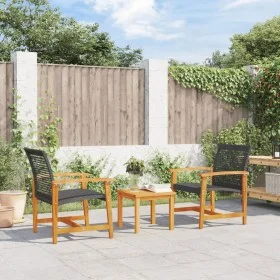 Gartenstühle 2 Stück aus Akazienholz und schwarzem Kunststoff-Rattan von , Modulare Sofas für den Außenbereich - Ref: Foro24-...
