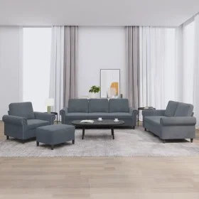 Set of sofas with 4 dark gray velvet cushions by , Sofas - Ref: Foro24-3202181, Price: 797,97 €, Discount: %