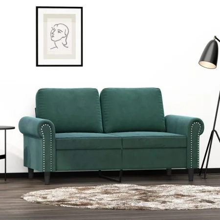 2-Sitzer-Sofa aus dunkelgrünem Samt 120 cm von , Sofas - Ref: Foro24-359521, Preis: 261,76 €, Rabatt: %