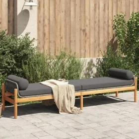 Garden bench with synthetic rattan cushion in gray acacia wood by , garden benches - Ref: Foro24-366300, Price: 203,35 €, Dis...