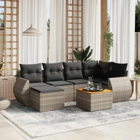 7-piece garden sofa set with gray PE rattan cushions by , Garden sets - Ref: Foro24-3257439, Price: 435,55 €, Discount: %