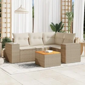 Garden sofa set with 5-piece synthetic rattan beige cushions by , Garden sets - Ref: Foro24-3225428, Price: 381,19 €, Discoun...