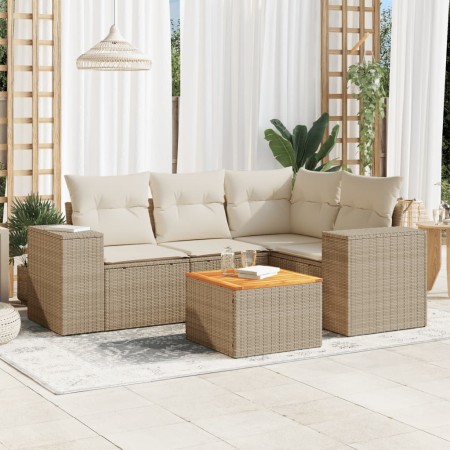 Set Gartensofas mit Kissen 5 Stück synthetisches Rattan beige von , Gartensets - Ref: Foro24-3225428, Preis: 360,34 €, Rabatt: %