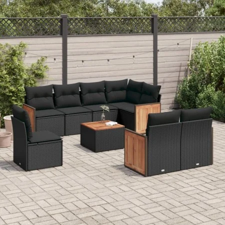 Set aus 8-teiligen Gartensofas und Kissen Kunstrattan schwarz von , Gartensets - Ref: Foro24-3260249, Preis: 575,60 €, Rabatt: %