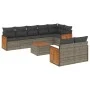 Garden furniture set 9 pieces and gray synthetic rattan cushions by , Garden sets - Ref: Foro24-3260240, Price: 608,88 €, Dis...