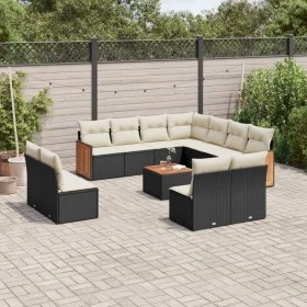 Gartensofa-Set 12-teilig mit schwarzen synthetischen Rattankissen von , Gartensets - Ref: Foro24-3260173, Preis: 661,01 €, Ra...
