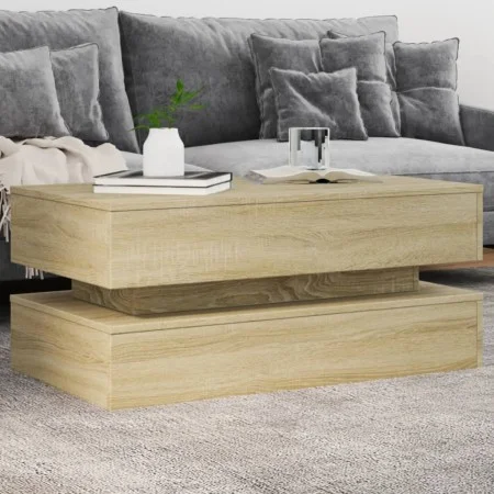 Center table with LED lights Sonoma oak 90x50x40 cm by , Coffee table - Ref: Foro24-839863, Price: 88,79 €, Discount: %