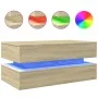 Center table with LED lights Sonoma oak 90x50x40 cm by , Coffee table - Ref: Foro24-839863, Price: 88,79 €, Discount: %