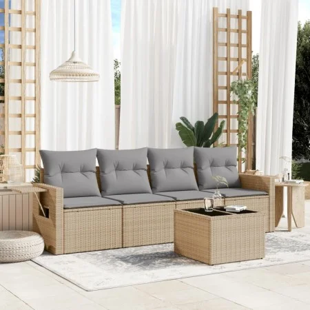Garden sofa set with 5-piece synthetic rattan beige cushions by , Garden sets - Ref: Foro24-3252226, Price: 336,03 €, Discoun...
