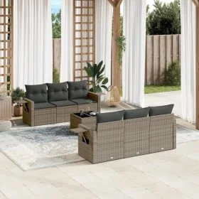 7-piece garden sofa set with gray PE rattan cushions by , Garden sets - Ref: Foro24-3252247, Price: 477,65 €, Discount: %