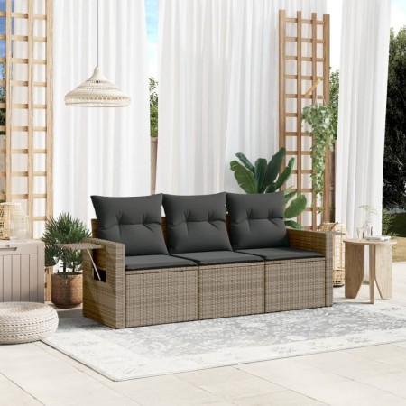 Garden sofa set 3 pieces and gray synthetic rattan cushions by , Garden sets - Ref: Foro24-3252197, Price: 219,75 €, Discount: %