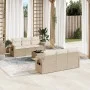 Set of 7-piece garden sofas and beige synthetic rattan cushions by , Garden sets - Ref: Foro24-3252245, Price: 596,86 €, Disc...