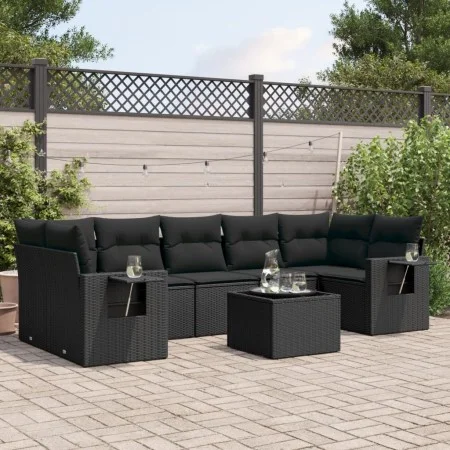 Set de sofás de jardín 8 piezas y cojines ratán sintético negro de , Conjuntos de jardín - Ref: Foro24-3252272, Precio: 551,0...