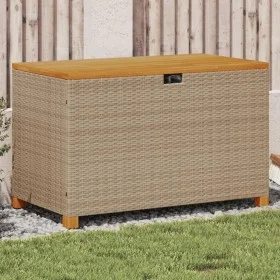 Garten-Aufbewahrungsbox Akazienholz Rattan beige 110x55x63cm von , Aufbewahrungsboxen für den Außenbereich - Ref: Foro24-3662...