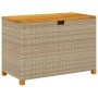 Storage box for garden made of acacia wood with beige rattan 110x55x63cm by , Outdoor storage boxes - Ref: Foro24-366287, Pri...
