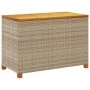 Storage box for garden made of acacia wood with beige rattan 110x55x63cm by , Outdoor storage boxes - Ref: Foro24-366287, Pri...