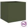 Jardineras 2 unidades acero verde oliva 32x30x29 cm by , Pots and planters - Ref: Foro24-841542, Price: 54,26 €, Discount: %