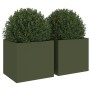 Jardineras 2 unidades acero verde oliva 32x30x29 cm by , Pots and planters - Ref: Foro24-841542, Price: 54,26 €, Discount: %