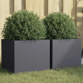 Pflanzkübel 2 Stück aus anthrazitgrauem Stahl, 32x30x29 cm. von , Töpfe und Pflanzgefäße - Ref: Foro24-841540, Preis: 66,26 €...