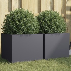 Pflanzkübel 2 Stück aus anthrazitgrauem Stahl, 32x30x29 cm. von , Töpfe und Pflanzgefäße - Ref: Foro24-841540, Preis: 73,39 €...