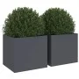 Pflanzkübel 2 Stück aus anthrazitgrauem Stahl, 32x30x29 cm. von , Töpfe und Pflanzgefäße - Ref: Foro24-841540, Preis: 66,26 €...