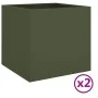 Jardineras 2 uds acero laminado en frío verde oliva 42x40x39 cm de , Maceteros y jardineras - Ref: Foro24-841554, Precio: 66,...