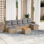 Garden sofa set with beige cushions, 8 pieces, PE rattan. by , Modular outdoor sofas - Ref: Foro24-3224253, Price: 425,42 €, ...