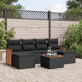 7-piece garden dining set and black synthetic rattan cushions by , Garden sets - Ref: Foro24-3260305, Price: 412,28 €, Discou...