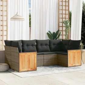 6-piece garden furniture set and gray synthetic rattan cushions by , Garden sets - Ref: Foro24-3260345, Price: 420,16 €, Disc...