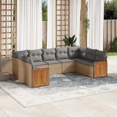 9-teiliges Gartensofa-Set mit beigen synthetischen Rattankissen von , Gartensets - Ref: Foro24-3260358, Preis: 604,36 €, Raba...