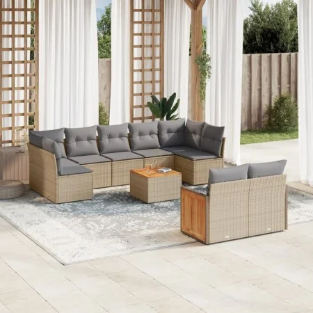 Gartensofa-Set mit beigen Kissen, 10-teilig, synthetisches Rattan von , Gartensets - Ref: Foro24-3260379, Preis: 645,29 €, Ra...
