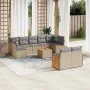 Gartensofa-Set mit beigen Kissen, 10-teilig, synthetisches Rattan von , Gartensets - Ref: Foro24-3260379, Preis: 645,29 €, Ra...
