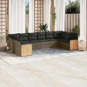 Garden sofa set 10 pieces with gray synthetic rattan cushions by , Garden sets - Ref: Foro24-3260408, Price: 624,31 €, Discou...