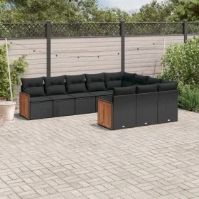 Set Gartensofas 10 Stück Kissen synthetisches Rattan schwarz von , Gartensets - Ref: Foro24-3260417, Preis: 611,79 €, Rabatt: %