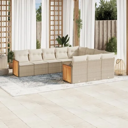 Gartensofa-Set mit 10-teiligen beigen Kissen aus synthetischem Rattan. von , Gartensets - Ref: Foro24-3260420, Preis: 676,85 ...