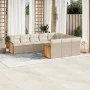 Gartensofa-Set mit 10-teiligen beigen Kissen aus synthetischem Rattan. von , Gartensets - Ref: Foro24-3260420, Preis: 676,85 ...