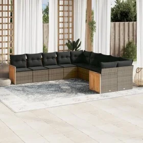 Garden sofa set 10 pieces with gray synthetic rattan cushions by , Garden sets - Ref: Foro24-3260436, Price: 624,31 €, Discou...
