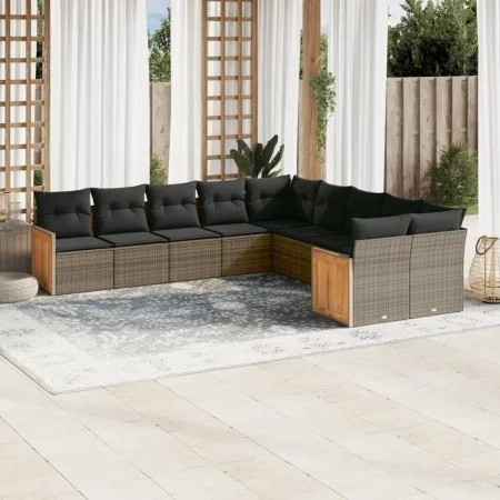 Garden sofa set 10 pieces with gray synthetic rattan cushions by , Garden sets - Ref: Foro24-3260436, Price: 624,31 €, Discou...