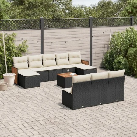 Garden sofa set 11 pieces and black synthetic rattan cushions by , Garden sets - Ref: Foro24-3260474, Price: 584,74 €, Discou...