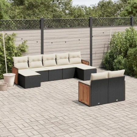 Set aus 8-teiligen Gartensofas und Kissen Kunstrattan schwarz von , Gartensets - Ref: Foro24-3260481, Preis: 564,17 €, Rabatt: %