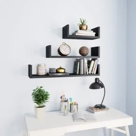 3-piece black plywood wall shelves by vidaXL, Shelves and shelves - Ref: Foro24-800199, Price: 19,48 €, Discount: %