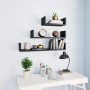 Estantes de pared 3 piezas madera contrachapada negro de vidaXL, Estantes y estanterías - Ref: Foro24-800199, Precio: 18,91 €...