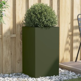 Cold-rolled steel planter in olive green, 42x38x75 cm. by , Pots and planters - Ref: Foro24-841580, Price: 67,81 €, Discount: %