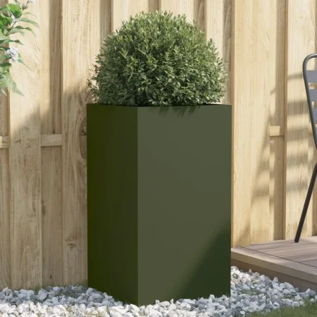 Pflanzgefäß aus kaltgewalztem Stahl olivgrün 42x38x75 cm von , Töpfe und Pflanzgefäße - Ref: Foro24-841580, Preis: 63,32 €, R...
