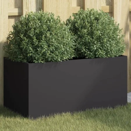Pflanzkübel aus kaltgewalztem Stahl in Schwarz 62x30x29 cm von , Töpfe und Pflanzgefäße - Ref: Foro24-841589, Preis: 49,83 €,...
